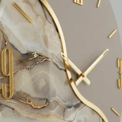 Orologi Da Parete Moderni-Selezionato da Mazzolaluce Orologio rotondo da parete moderno effetto marmo dettagli oro 50cm