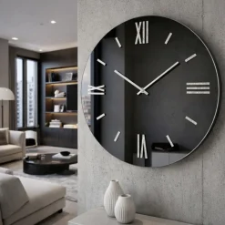 Orologi Da Parete Moderni-Selezionato da Mazzolaluce Orologio rotondo da parete moderno 40cm effetto specchio fume'
