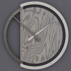 Orologi Da Parete Moderni-Selezionato da Mazzolaluce Orologio rotondo da parete moderno legno grigio e lino