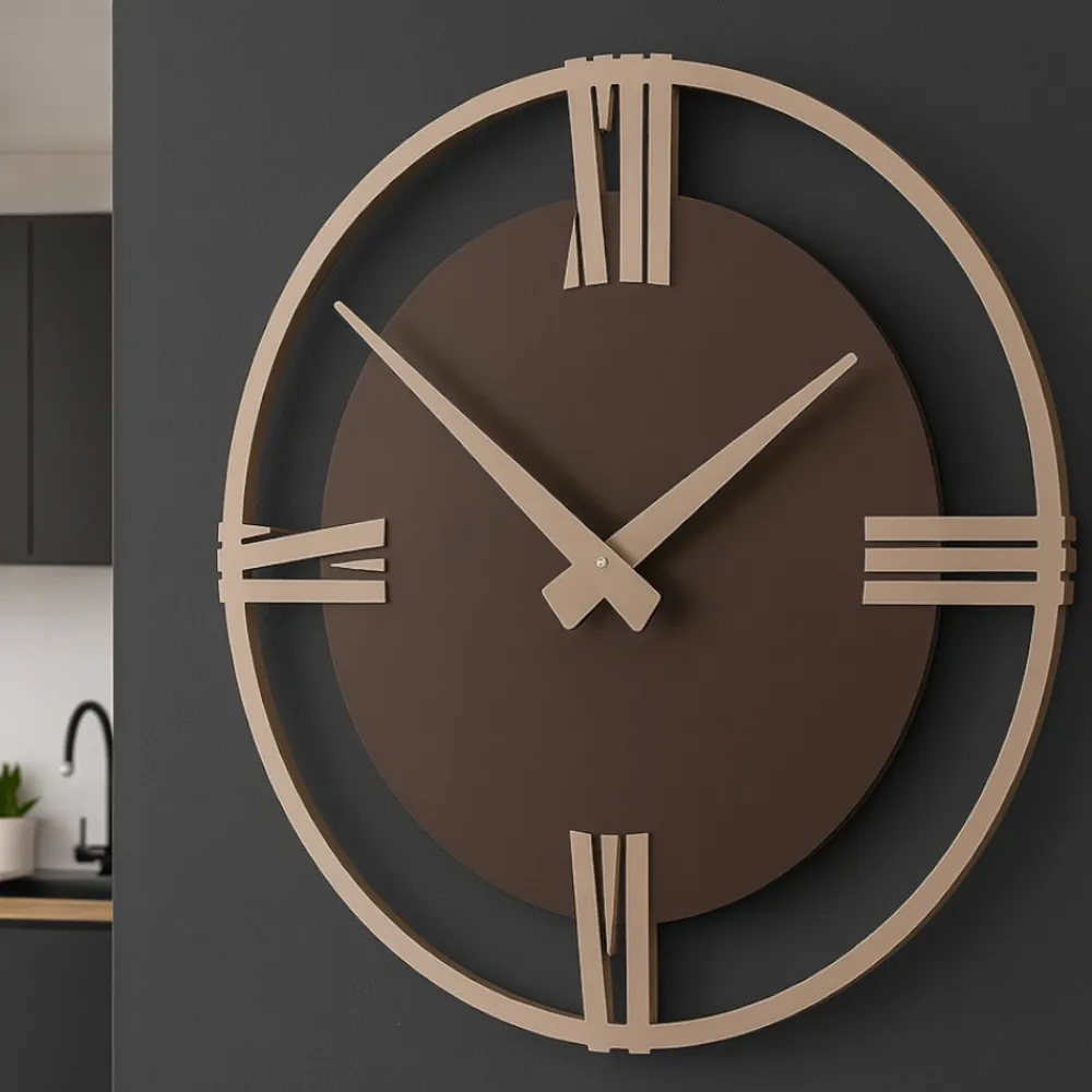Orologi Da Parete Moderni-Selezionato da Mazzolaluce Orologio rotondo moderno a muro 30cm cioccolato