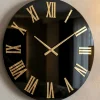 Orologi Da Parete Moderni-Selezionato da Mazzolaluce Orologio rotondo moderno nero effetto specchio numeri romani foglia oro