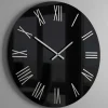 Orologi Da Parete Moderni-Selezionato da Mazzolaluce Orologio rotondo moderno specchio numeri argento cristallo laccato nero