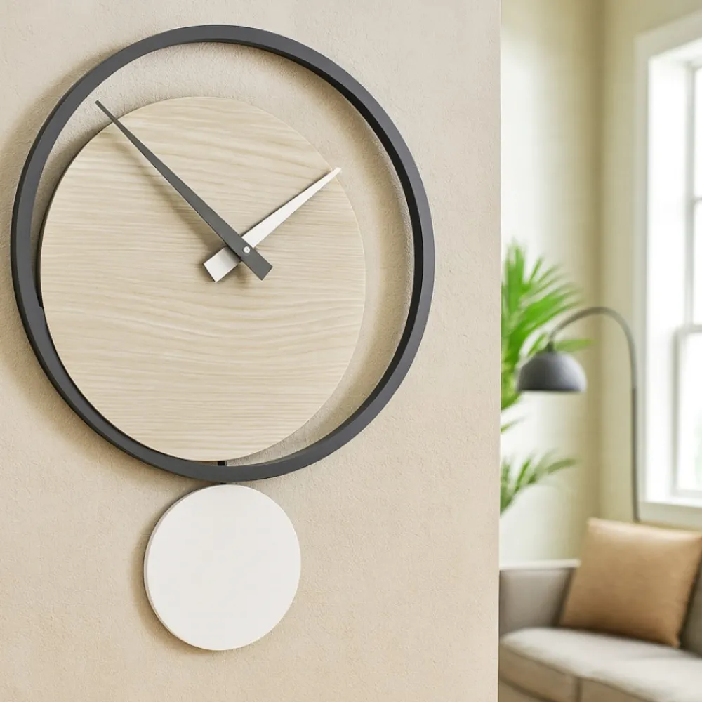 Orologi Da Parete Moderni-Selezionato da Mazzolaluce Orologio rovere breeze da parete a pendolo moderno