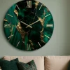 Orologi Da Parete Moderni-Selezionato da Mazzolaluce Orologio rubino 60cm effetto marmo verde oro da parete rotondo
