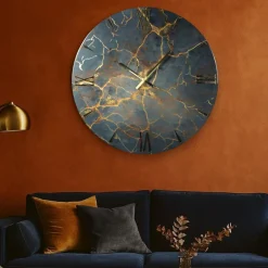 Orologi Da Parete Moderni-Selezionato da Mazzolaluce Orologio saturno di grandi dimensioni 80cm effetto marmo nero oro