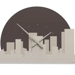 Orologi Da Parete Moderni-Selezionato da Mazzolaluce Orologio skyline moderno da parete tortora marrone