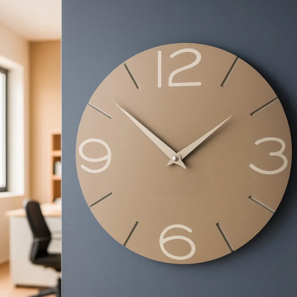Orologi Da Parete Moderni-Selezionato da Mazzolaluce Orologio tondo da parete 30cm moderno legno caffelatte