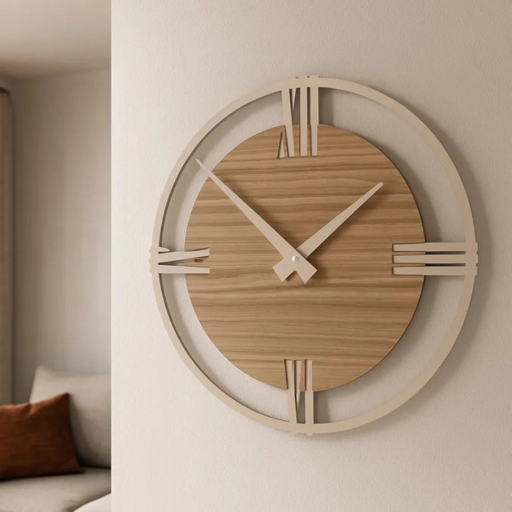 Orologi Da Parete Moderni-Selezionato da Mazzolaluce Orologio tondo da parete moderno 30cm noce canaletto