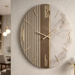 Orologi Da Parete Moderni-Selezionato da Mazzolaluce Orologio tondo design 80cm effetto marmo per soggiorno