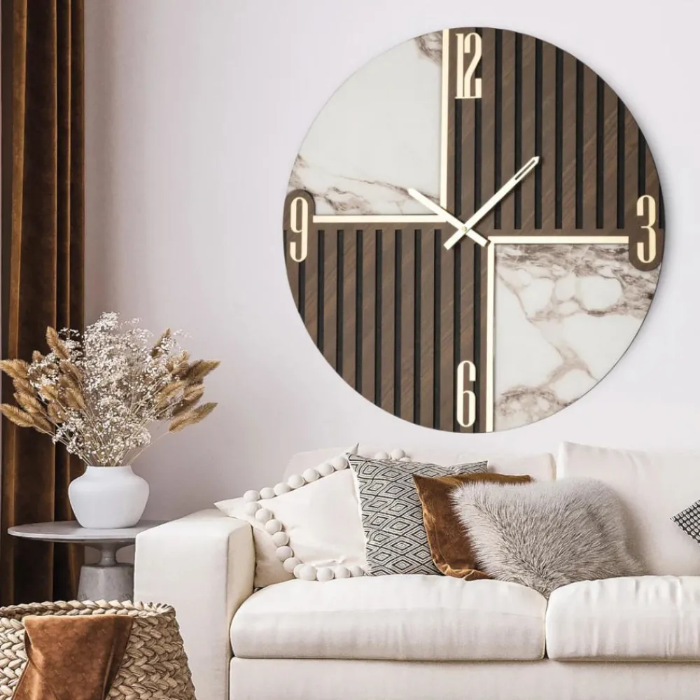 Orologi Da Parete Moderni-Selezionato da Mazzolaluce Orologio tondo grande 80cm legno resina beige da parete moderno >sospeso<