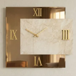 Orologi Da Parete Moderni-Selezionato da Mazzolaluce Orologio 60x70 specchio bronzo marmo avorio e finiture oro