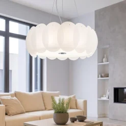 Lampadari Moderni-Ideal Lux Ovalino sp8 lampadario moderno particolare vetri satinati