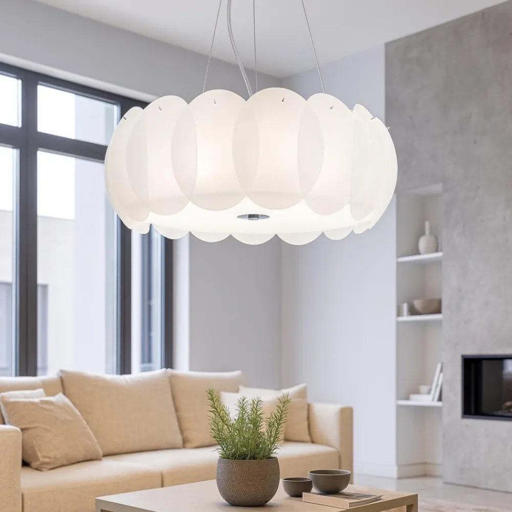 Lampadari Moderni-Ideal Lux Ovalino sp8 lampadario moderno particolare vetri satinati