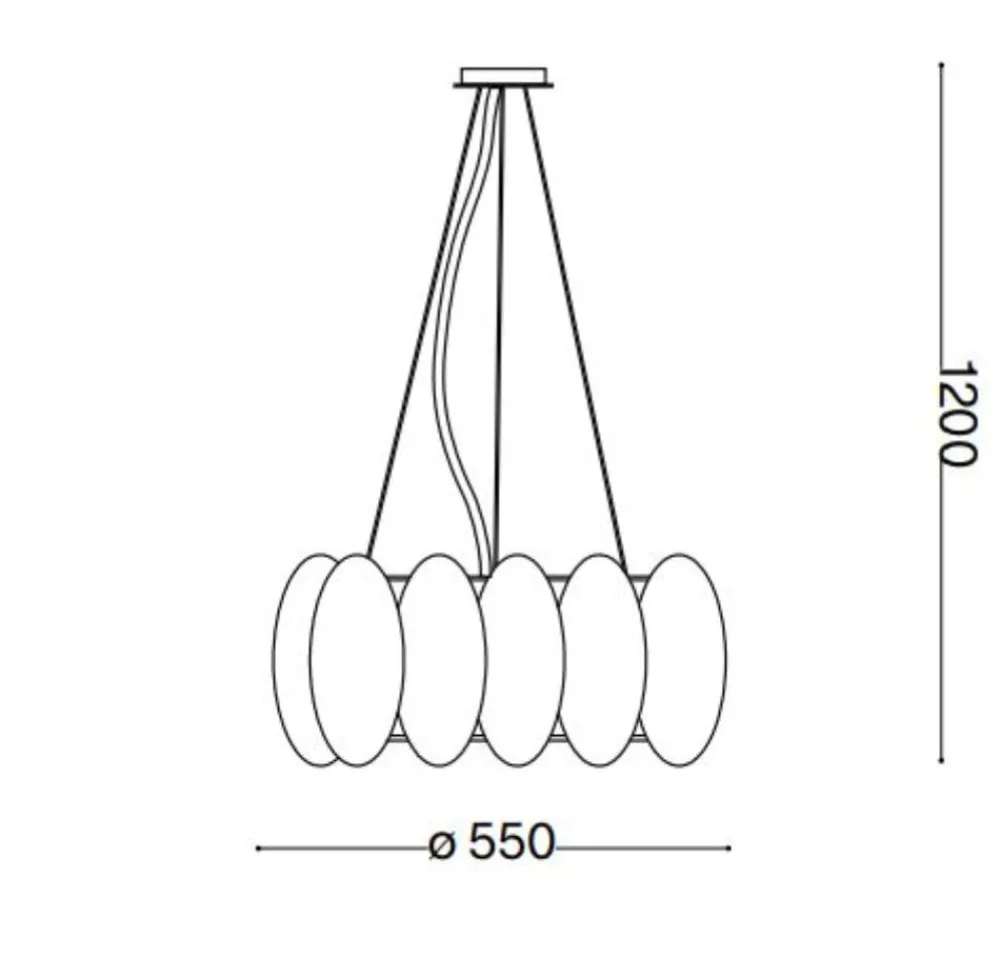 Lampadari Moderni-Ideal Lux Ovalino sp8 lampadario moderno particolare vetri satinati
