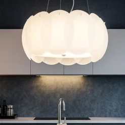 Lampadari Cucina-Ideal Lux Ovalino sp5 lampadario di vetro satinato