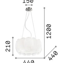Lampadari Cucina-Ideal Lux Ovalino sp5 lampadario di vetro satinato