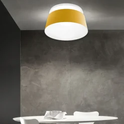 Plafoniere Moderne-Stilnovo Oxygen plafoniera gialla led 50w 3000k dimmerabile moderna