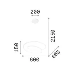Lampadari Moderni-Ideal Lux Oz bianco sp d60 dali push lampadario led dimmerabile 48w 3000k