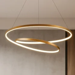 Lampadari Moderni-Ideal Lux Oz oro lampadario moderno led dimmerabile 47w 3000k