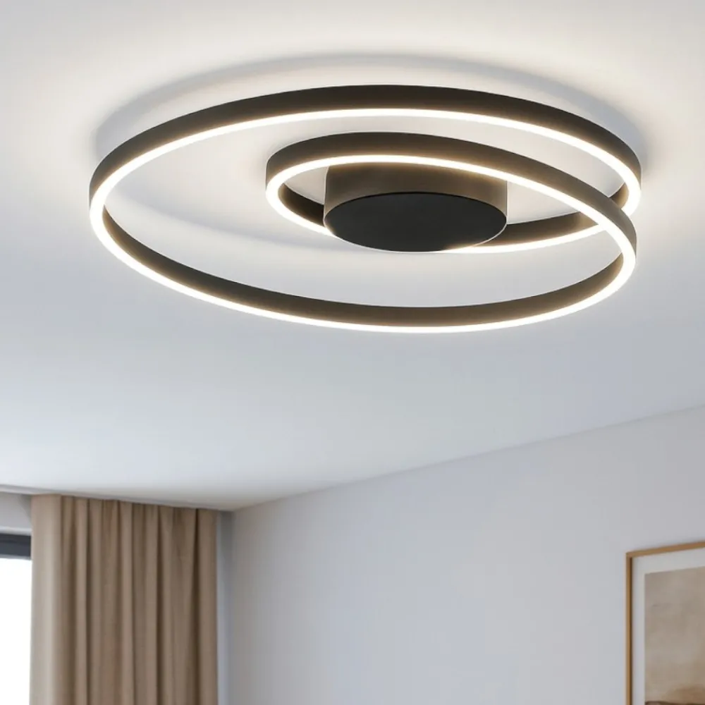 Plafoniere Moderne-Ideal Lux Oz pl dali plafoniera led 3000k dimmerabile dali push nera
