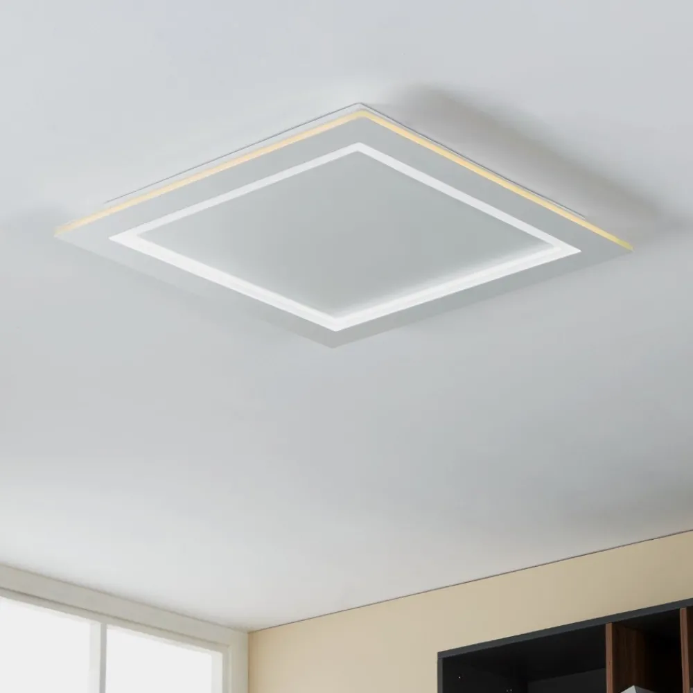Plafoniere Moderne-Eglo Padrogiano z plafoniera smart quadrata led rgb da 2700k a 6500k