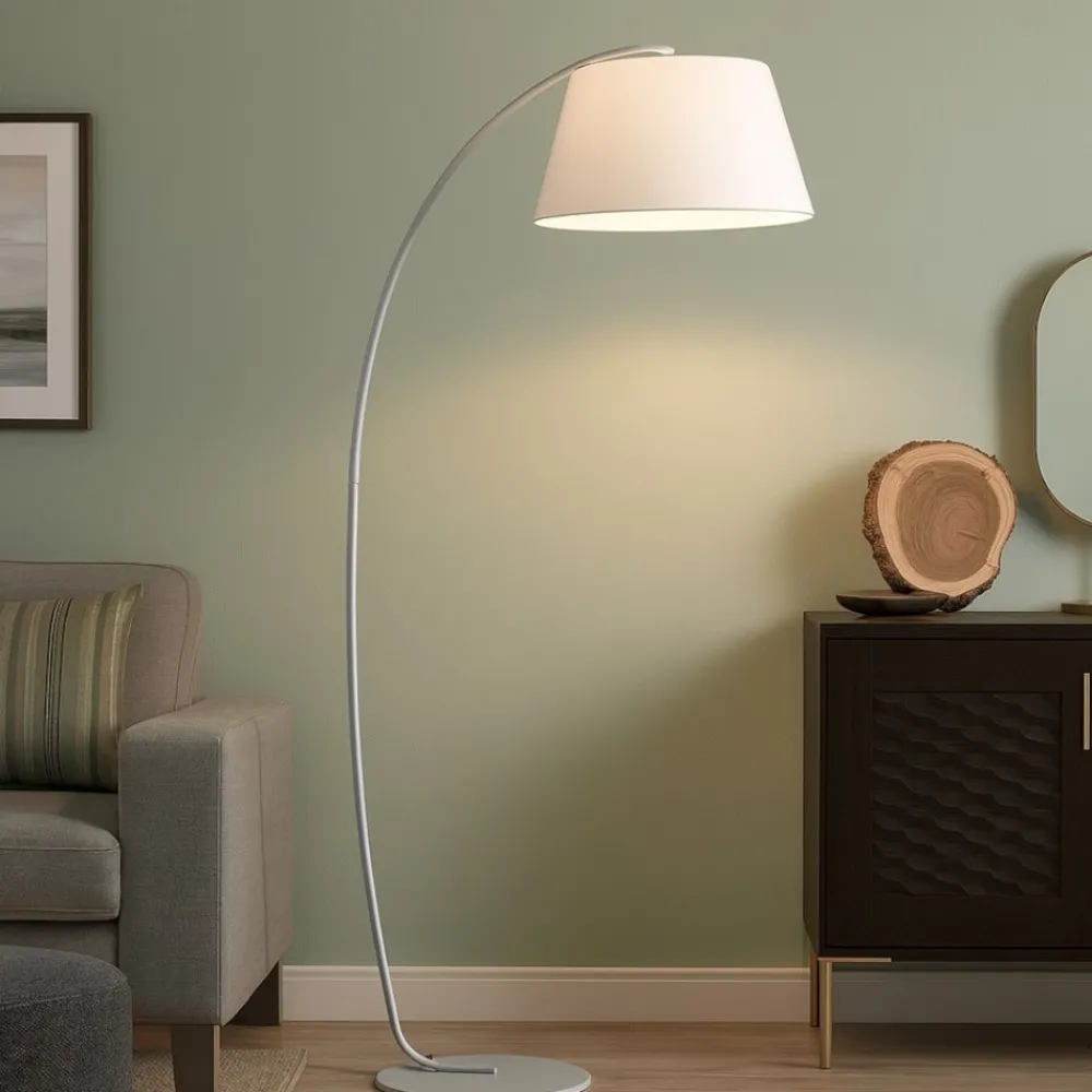 Lampade Da Terra-Ideal Lux Pagoda pt1 piantana ad arco curva bianca