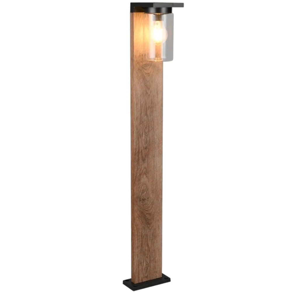 Lampioni Da Giardino-Selezionato da Mazzolaluce Paletto lampione da giardino effetto legno con vetro sensore crepuscolare