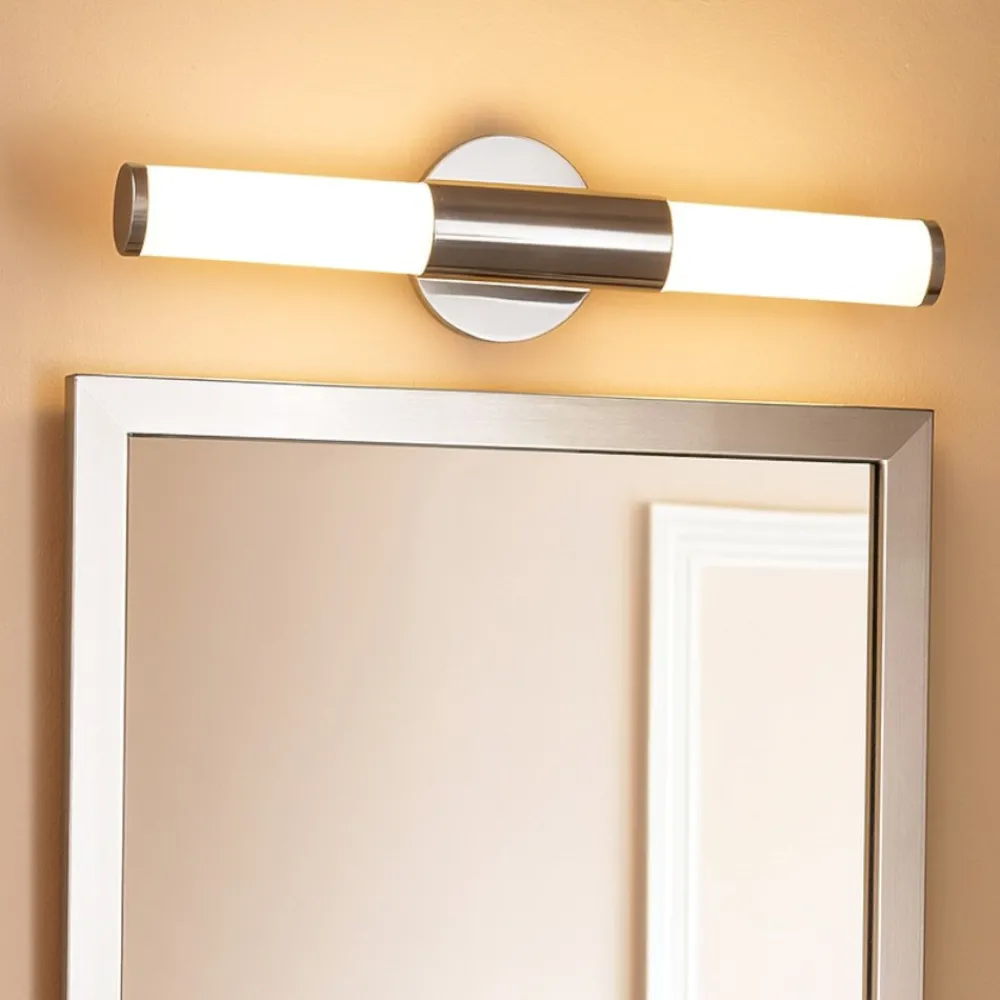Applique Da Bagno-Eglo Palmera applique da bagno cilindrico in vetro opaco per specchio ip44