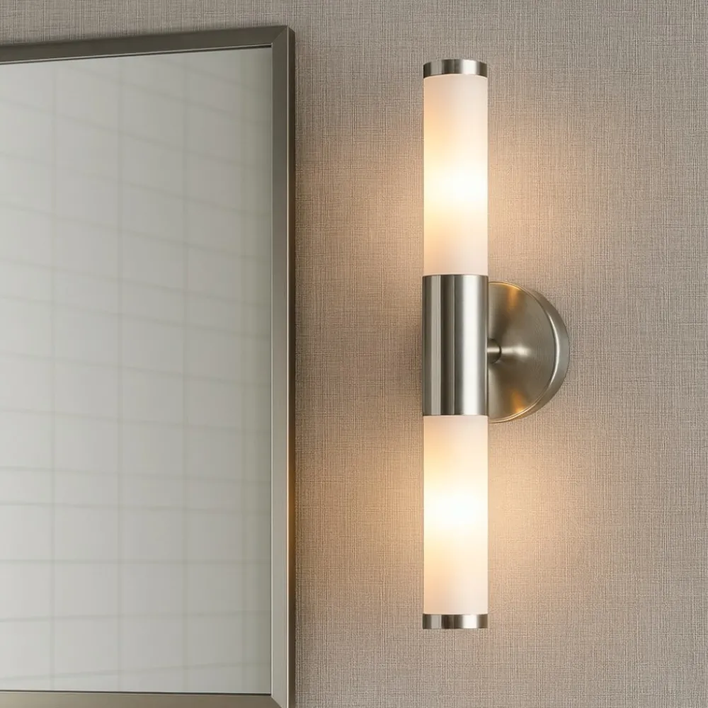Applique Da Bagno-Eglo Palmera applique da bagno moderno in vetro bianco 2 luci ip44