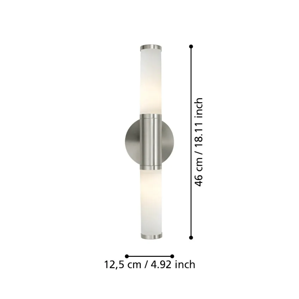 Applique Da Bagno-Eglo Palmera applique da bagno moderno in vetro bianco 2 luci ip44