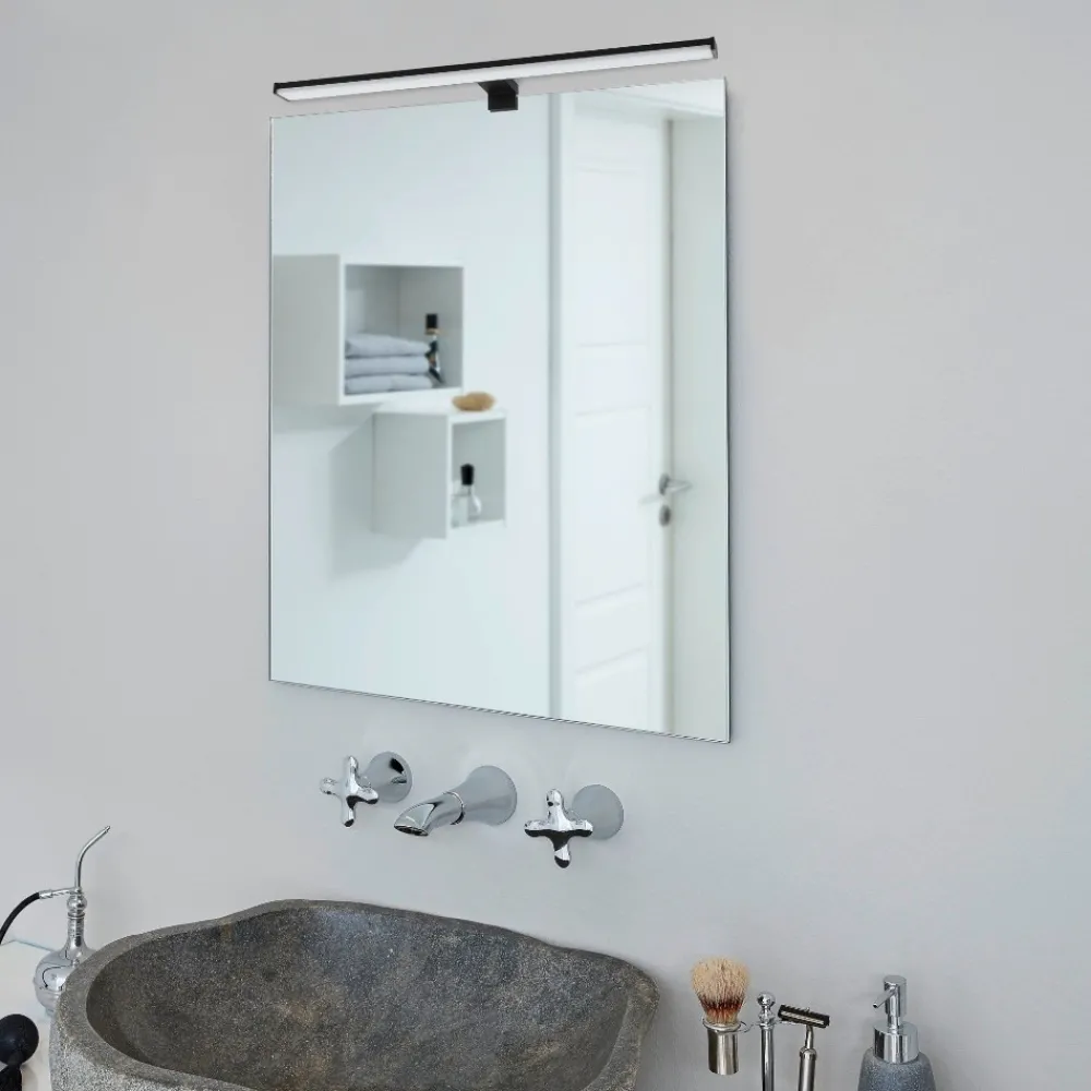 Applique Da Bagno-Eglo Pandella 2 applique da bagno per specchio colore nero led 4000k ip44