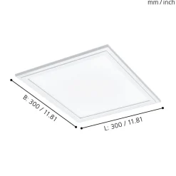 Plafoniere Moderne-Eglo Pannello led 30x30 da incasso o plafoniera 16w 4000k salobrena