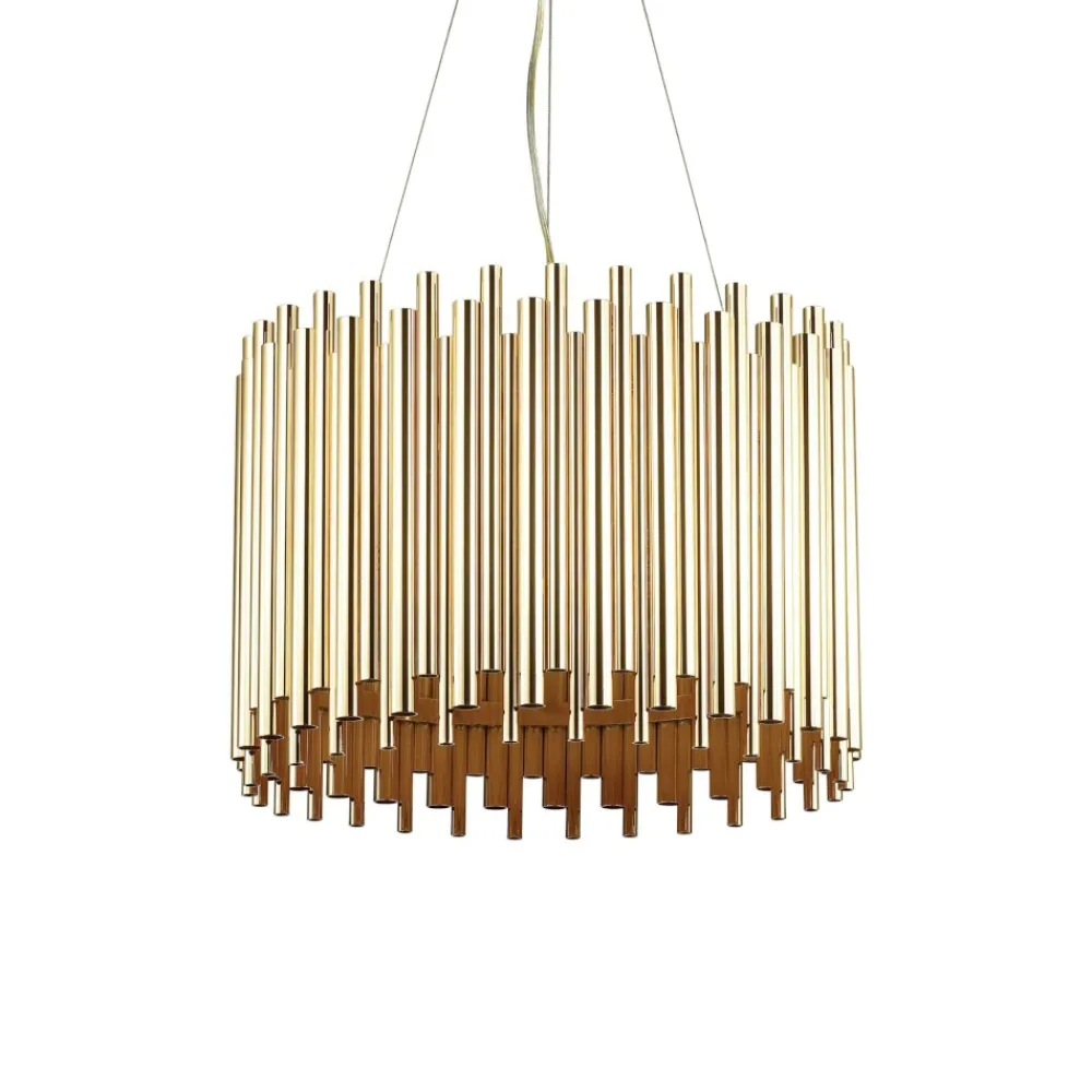 Lampadari Moderni-Ideal Lux Pan sp5 lampadario per salotto moderno cilindro bacchette oro