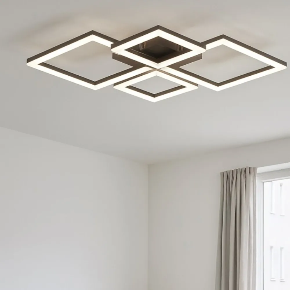 Plafoniere Moderne-Eglo Paranday plafoniera led design moderno nera dimmerabile 3000k-6500k