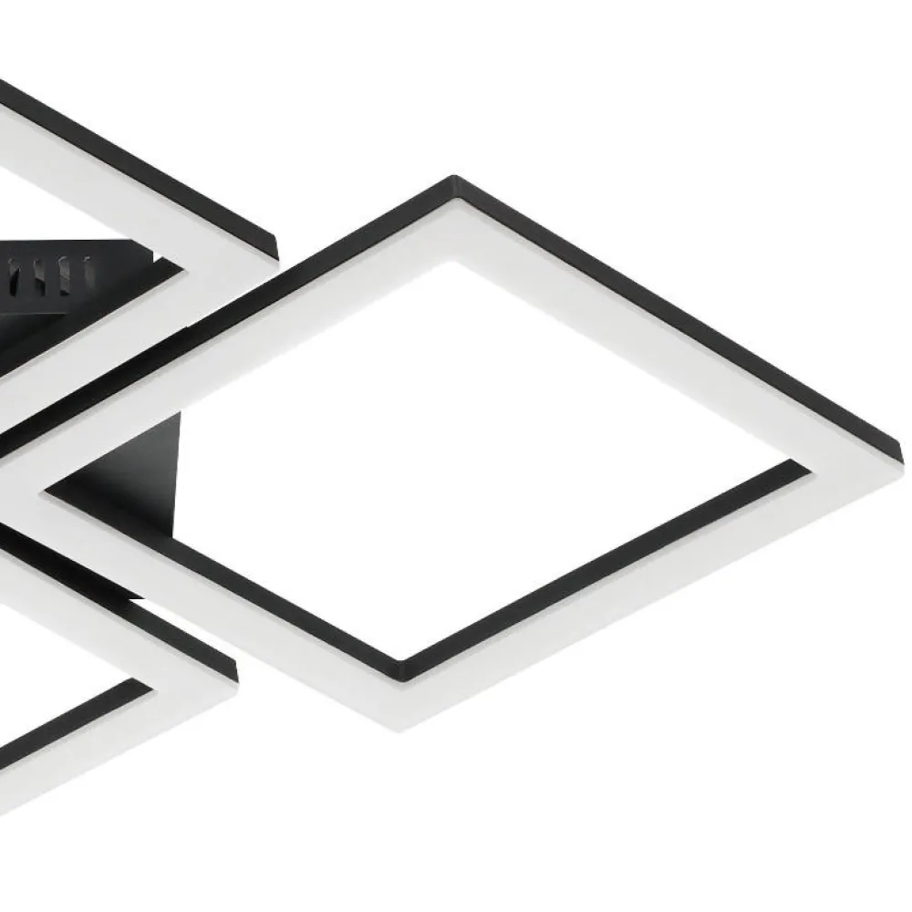 Plafoniere Moderne-Eglo Paranday plafoniera led design moderno nera dimmerabile 3000k-6500k