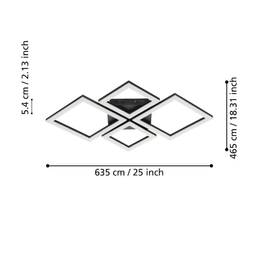 Plafoniere Moderne-Eglo Paranday plafoniera led design moderno nera dimmerabile 3000k-6500k