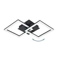 Plafoniere Moderne-Eglo Paranday z plafoniera moderna nera led da 2700k a 6500k dimmerabile