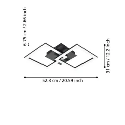 Plafoniere Moderne-Eglo Paranday z plafoniera moderna nera led da 2700k a 6500k dimmerabile
