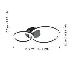 Plafoniere Moderne-Eglo Parrapos z plafoniera moderna 2 luci circolari led da 2700k a 6500k