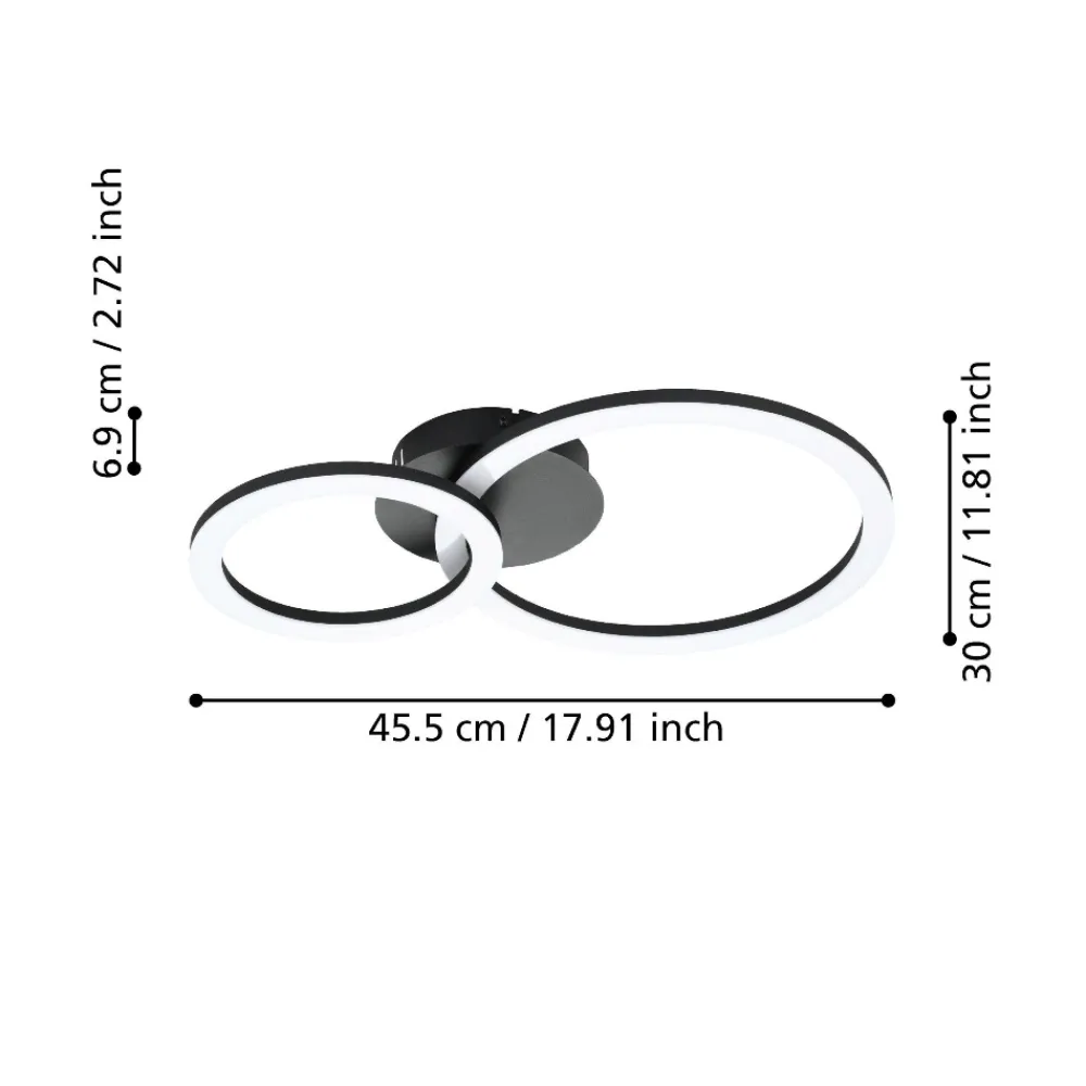 Plafoniere Moderne-Eglo Parrapos z plafoniera moderna 2 luci circolari led da 2700k a 6500k