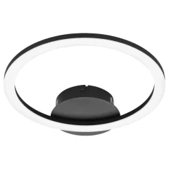 Plafoniere Moderne-Eglo Parrapos z plafoniera moderna nera tonda led da 2700k a 6500k