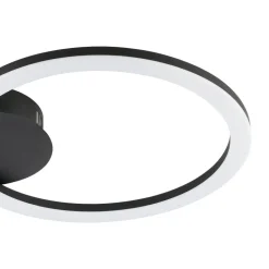Plafoniere Moderne-Eglo Parrapos z plafoniera moderna nera tonda led da 2700k a 6500k