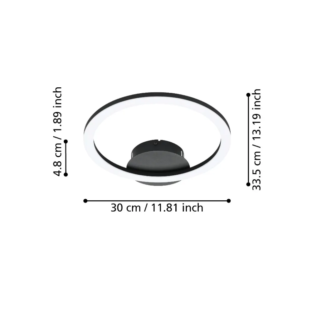 Plafoniere Moderne-Eglo Parrapos z plafoniera moderna nera tonda led da 2700k a 6500k