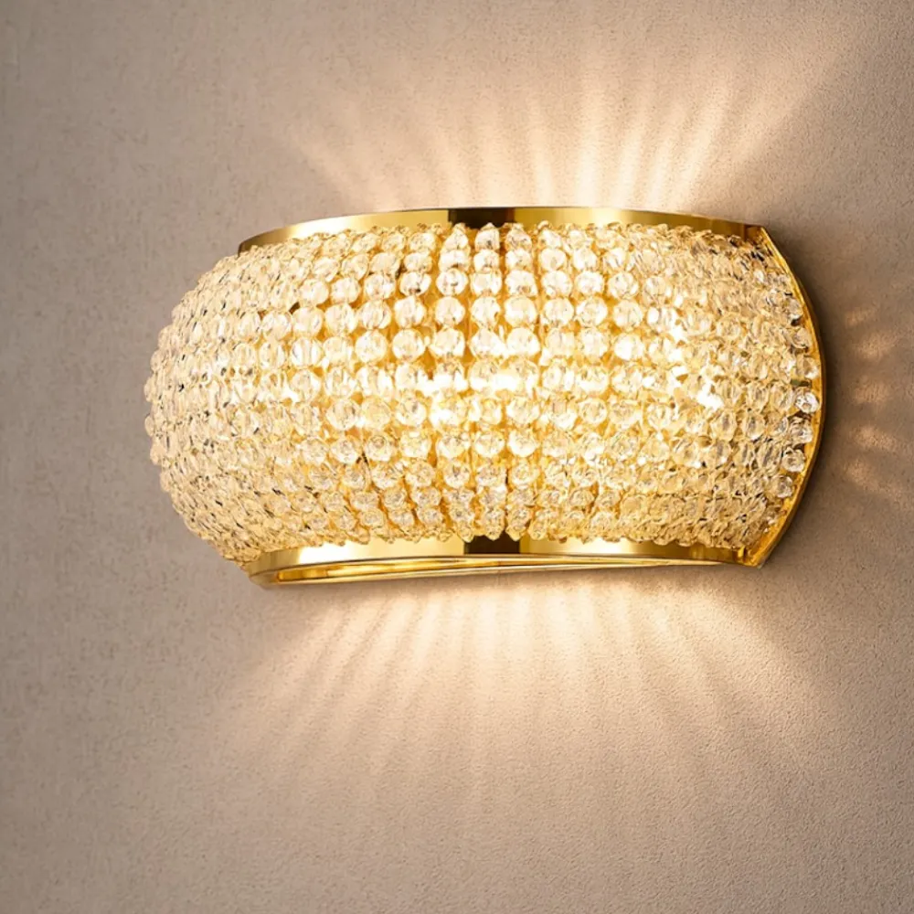 Applique Da Parete-Ideal Lux Pasha' ap3 applique cristallo oro lucido