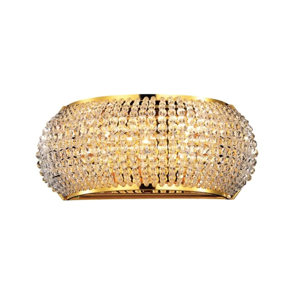 Applique Da Parete-Ideal Lux Pasha' ap3 applique cristallo oro lucido