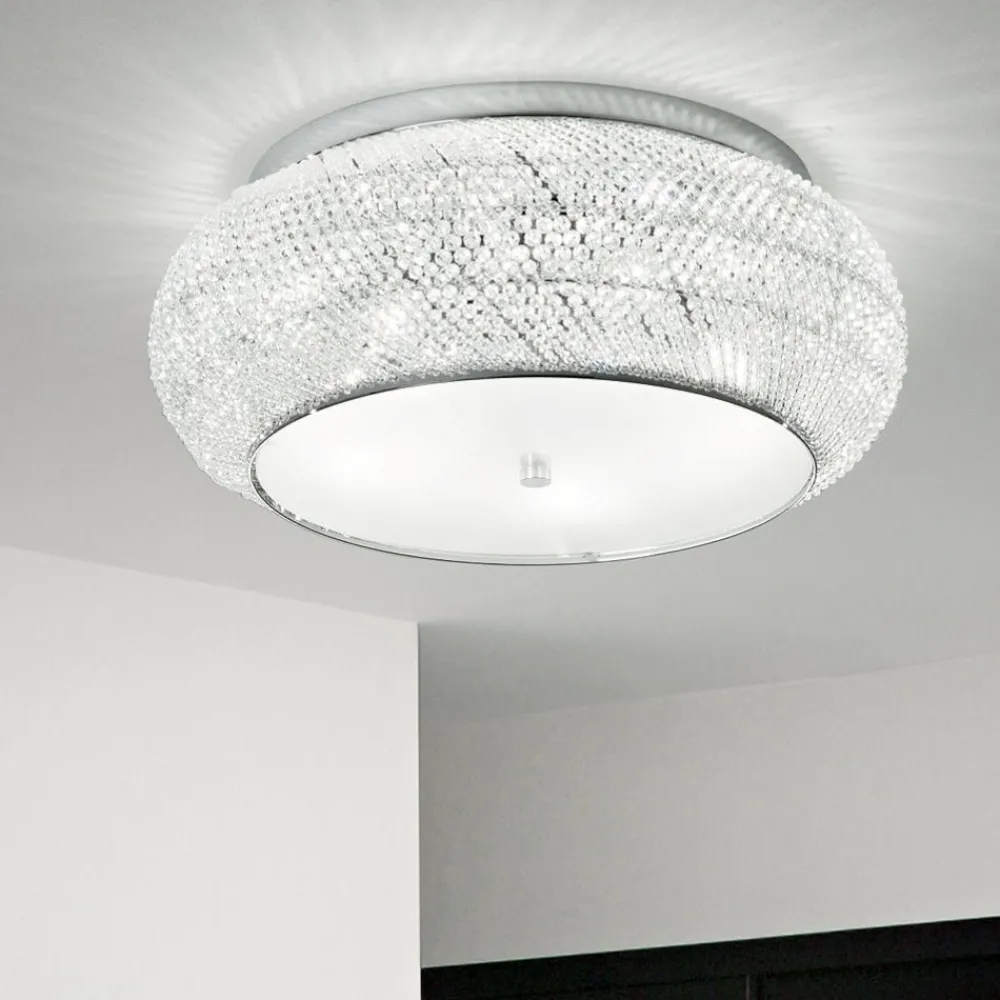 Plafoniere Moderne-Ideal Lux Pasha' pl14 plafoniera per camera da letto cristallo molato