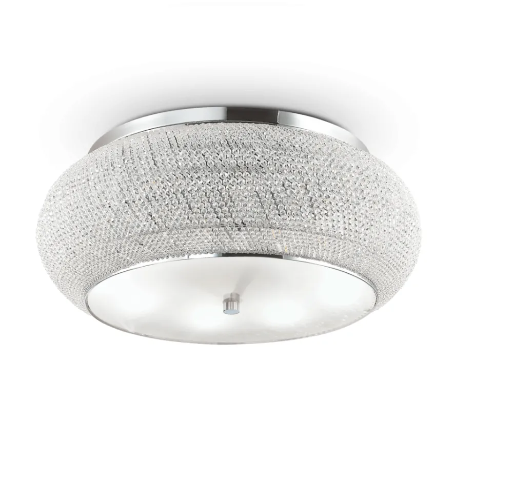 Plafoniere Moderne-Ideal Lux Pasha' pl14 plafoniera per camera da letto cristallo molato