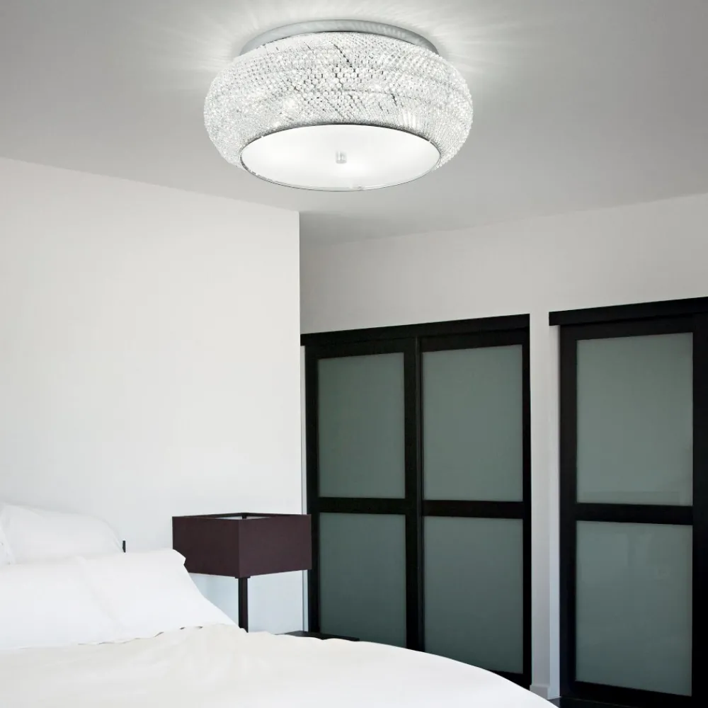 Plafoniere Moderne-Ideal Lux Pasha' pl14 plafoniera per camera da letto cristallo molato