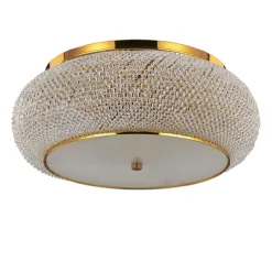Plafoniere Moderne-Ideal Lux Pasha' pl10 plafoniera per camera da letto 40cm cristallo metallo oro lucido