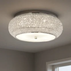 Plafoniere Moderne-Ideal Lux Pasha' pl10 plafoniera per camera da letto cristallo 55cm